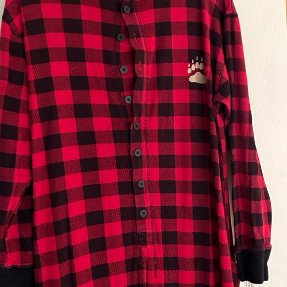 LAZY ONE red black plaid one piece PJ with flap on back - Picture 2 of 8